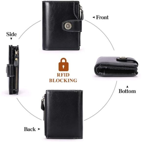 Small Wallet for Women Leather Bifold Compact Small Womens Wallet - Picture 6 of 6